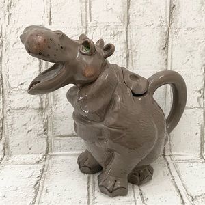 BLUE SKY Clayworks Lynda Corneille Harper Hippo Hippopotamus Ceramic Teapot